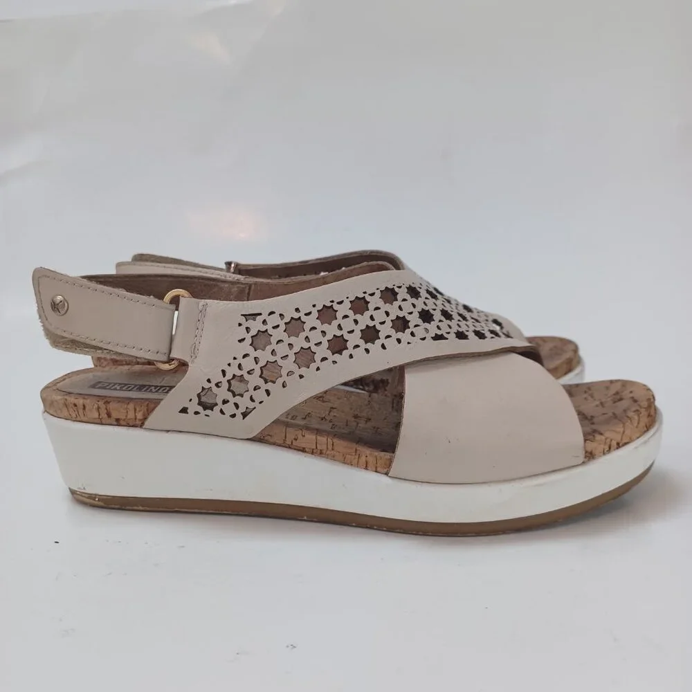 Pikolinos Wedge Sandals Neutral Beige Adjustable Womens US 10‎ or 40